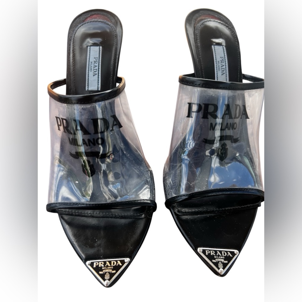 ✨ Authentic Prada Milano Clear Mule Heels - EU 39 / US 8.5